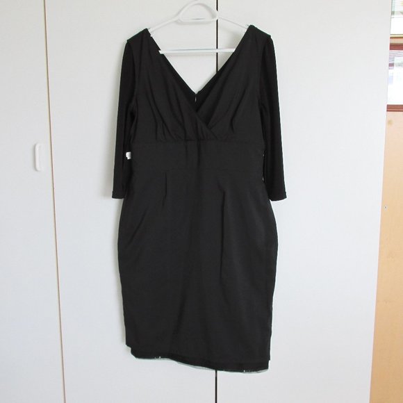 Kay Unger Black Sequin Tulle Skirt Rusched Silk Midriff 3/4 Sleeve Dress No Size - Picture 9 of 13